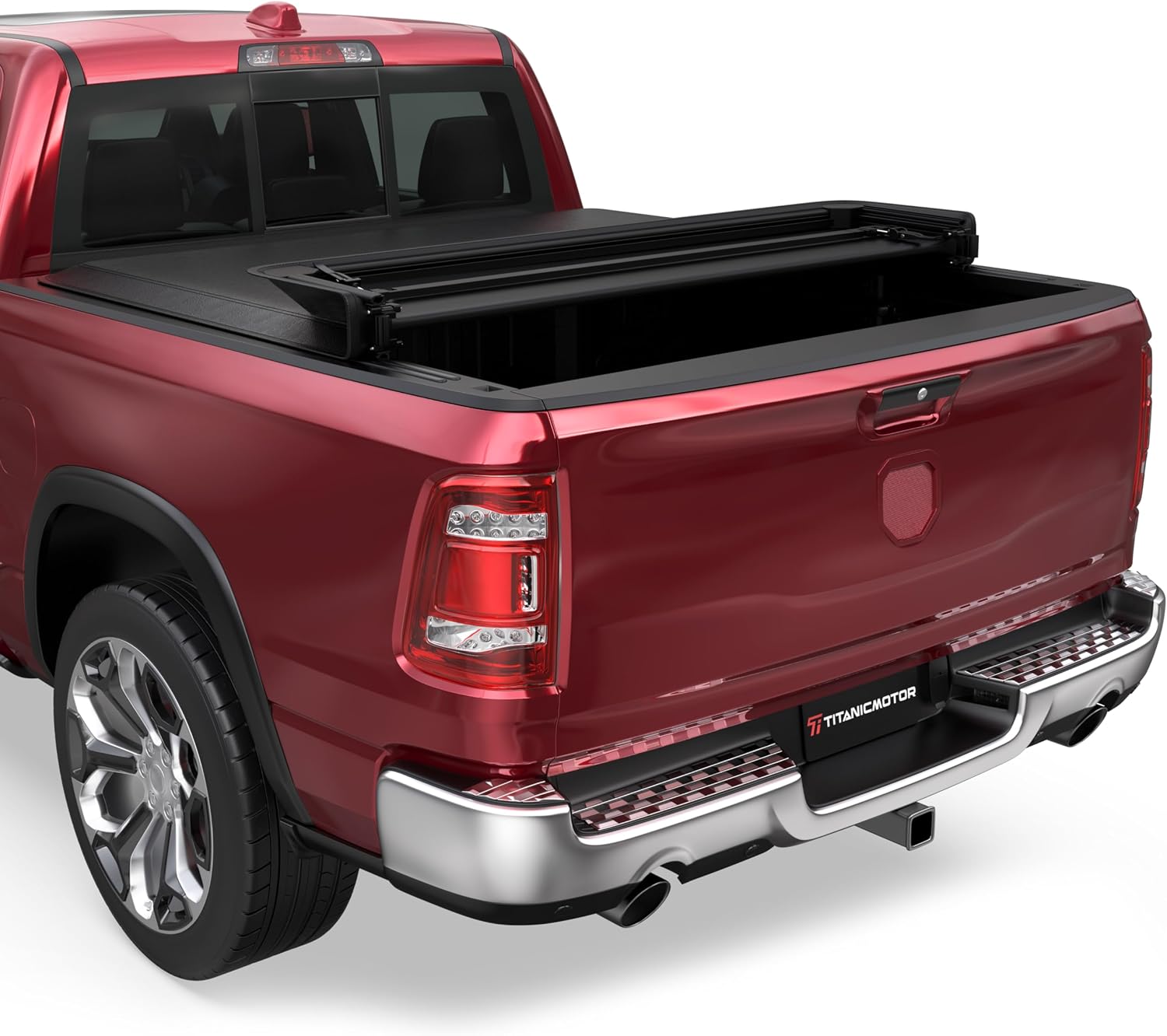 TITANICMOTOR soft quad-fold tonneau cover for Ram 1500 6.4FT