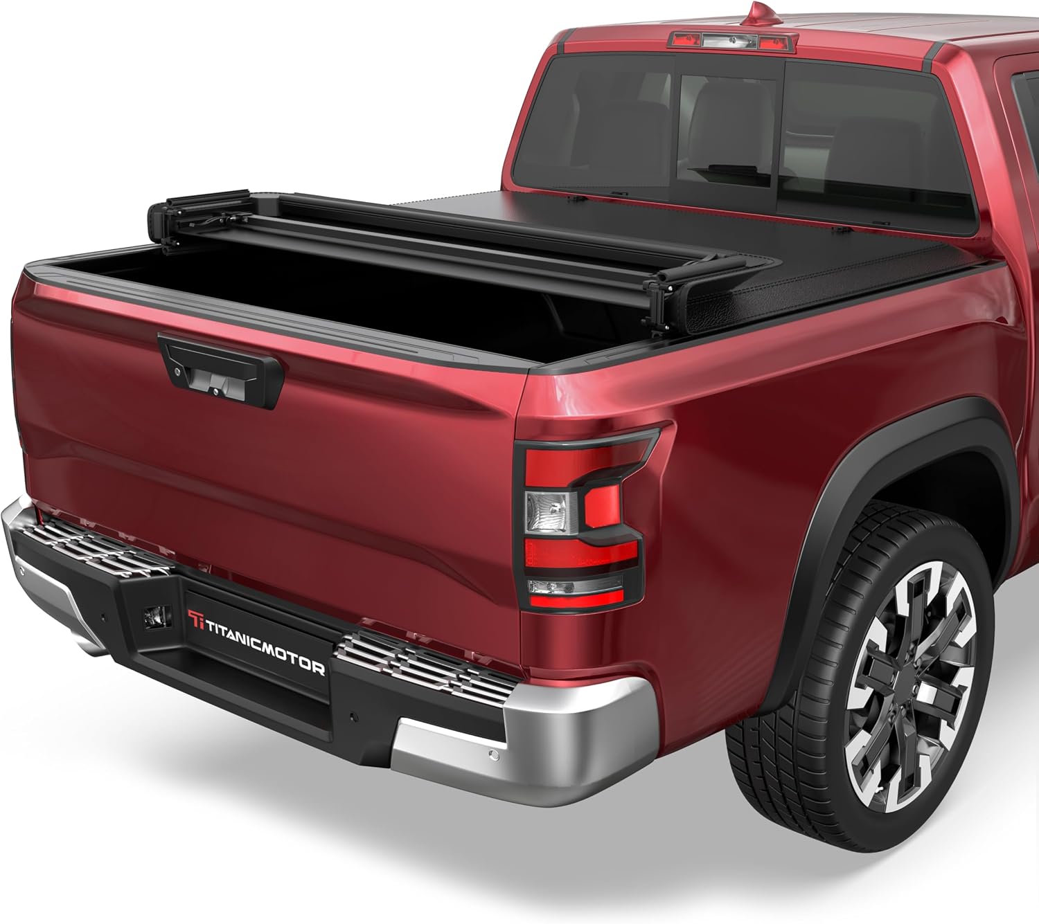 TITANICMOTOR soft quad-fold tonneau cover for Nissan Titan 5.5FT