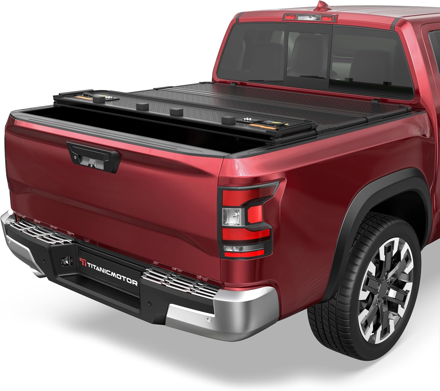 TITANICMOTOR hard quad-fold aluminum tonneau cover for Nissan Titan 5.5FT